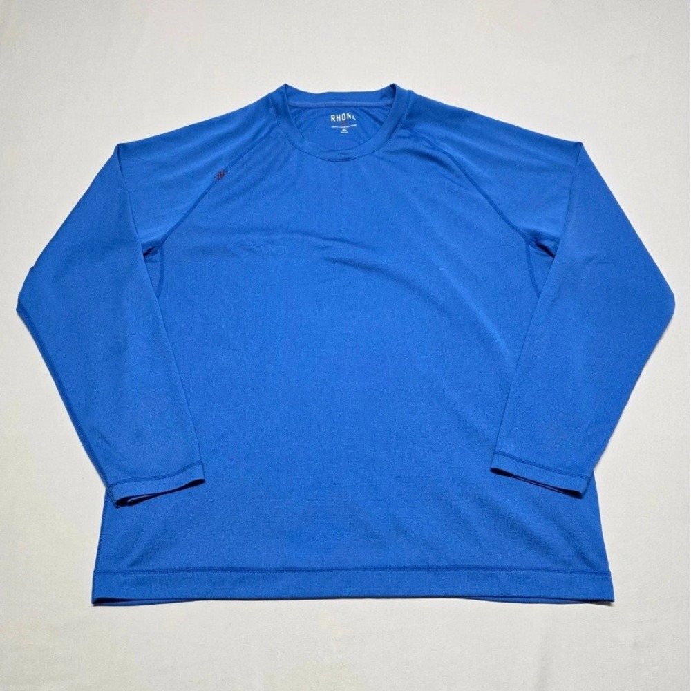 Rhone Reign Long Sleeve Performance T-Shirt Men XL Blue CrewNeck Pullover RegFit